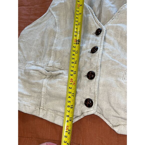 Free People We The Free Charley Linen Vest Summer Khaki Women size Large - Picture 8 of 9